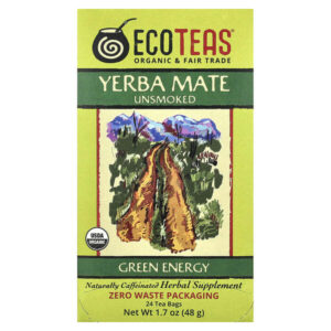 EcoTeas, йерба мате, «зеленая энергия», без копчения, 24 чайных пакетика, 48 г (1,7 унции)