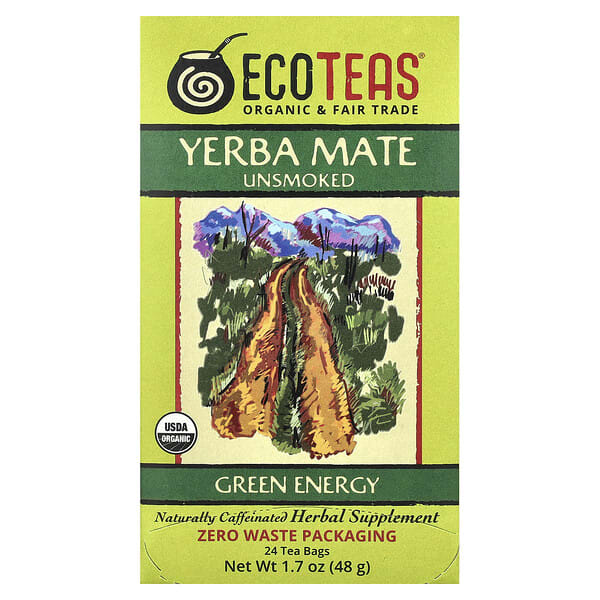 ets00455_v_41.jpg EcoTeas, йерба мате, «зеленая энергия», без копчения, 24 чайных пакетика, 48 г (1,7 унции)