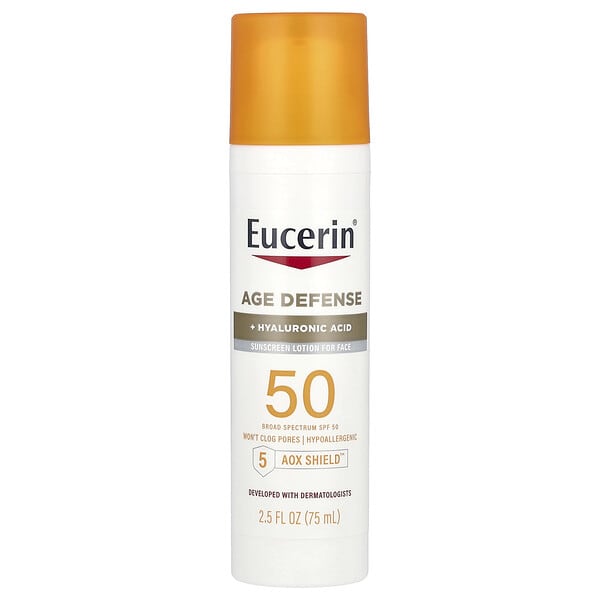 euc03222_v_41.jpg Age Defense, легкий солнцезащитный лосьон для лица, SPF 50, без отдушек, 75 мл (2,5 жидк. унц.) — Eucerin