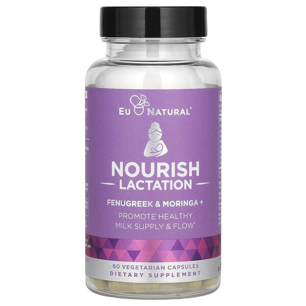 eun00824_v_24.jpg Nourish Lactation, пажитник и моринга +, 60 вегетарианских капсул — Eu Natural