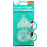 Balance + Nipples, Combo Flow Pack, широкие, для детей от 3 месяцев, средний размер, 2 вентилируемые соски — Evenflo Feeding