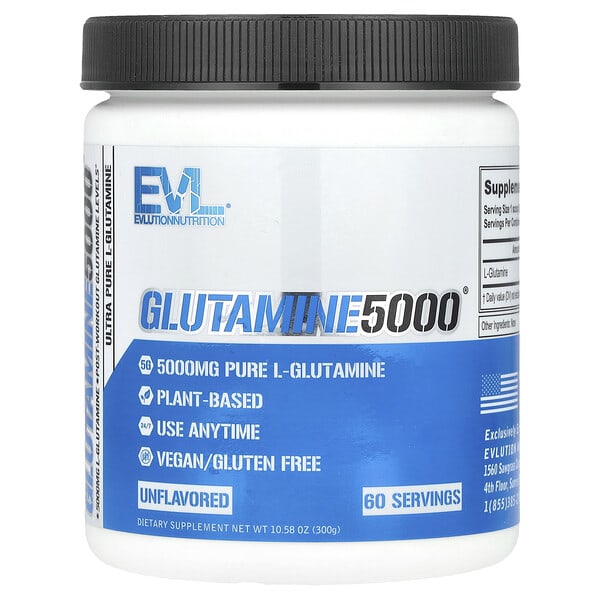 evl02031_v_63.jpg Глутамин 5000, без добавок, 5000 мг, 300 г (10,58 унции) — EVLution Nutrition