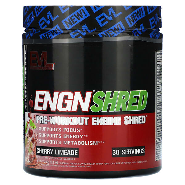evl02058_v_9.jpg ENGN Shred, предтренировочный клочок, вишневый лайм, 249 г (8,8 унции) — EVLution Nutrition