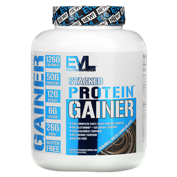 evl02340_v_9.jpg Stacked Protein Gainer, шоколад двойной насыщенности, 2,72 кг (6 фунтов) — EVLution Nutrition