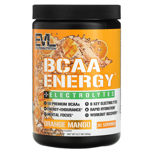 evl02885_v_25.jpg BCAA Energy Plus, электролиты, апельсин и манго, 333 г (11,7 унции) — EVLution Nutrition