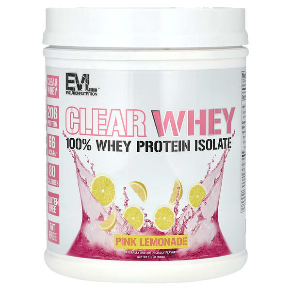 evl02988_v_8.jpg Clear Whey, 100% изолят сывороточного протеина, со вкусом розового лимонада, 500 г (1,1 фунта) — EVLution Nutrition