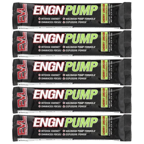 evl10102_v_8.jpg ENGN® Pump, вишневый лаймад, 5 пакетиков по 9 г (0,32 унции) — EVLution Nutrition
