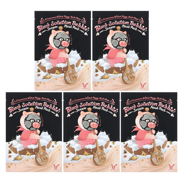ezv50206_v_30.jpg Witch Piggy, Hell-Pore, маска для лица с черной сывороткой, 5 шт. по 28 г (1 унция) — Elizavecca