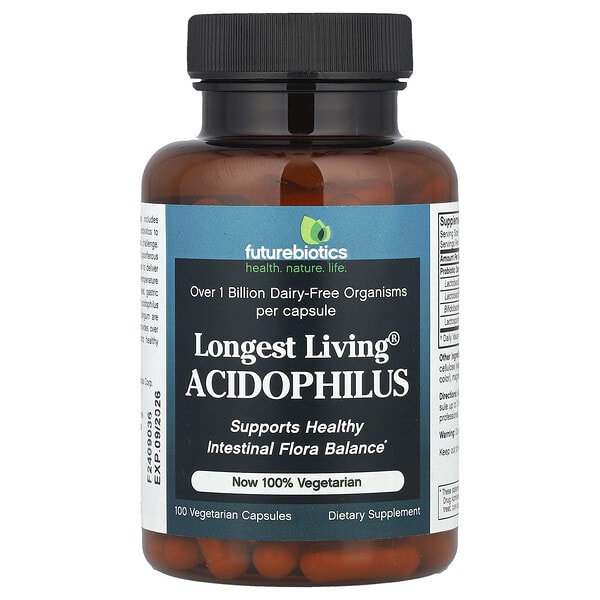 fbs00115_v_57.jpg Longest Living® Acidophilus, 100 вегетарианских капсул — Futurebiotics