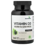 витамин D3, 250 мкг (10 000 МЕ), 360 таблеток — Futurebiotics