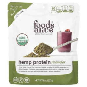 Порошок из органического конопляного протеина, 227 г (8 унций) — Foods Alive