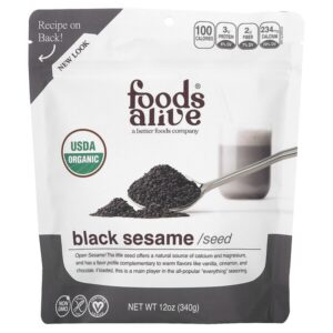 Органический черный кунжут, семена, 340 г (12 унций) — Foods Alive