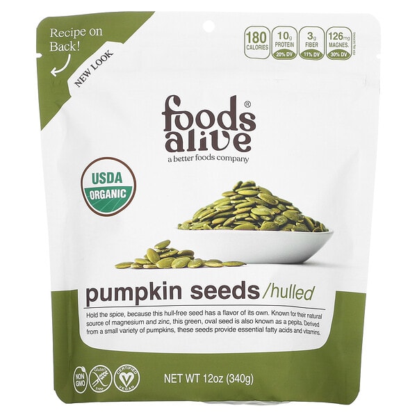 fda00060_v_8.jpg органические семена тыквы, очищенные, 340 г (12 унций) — Foods Alive