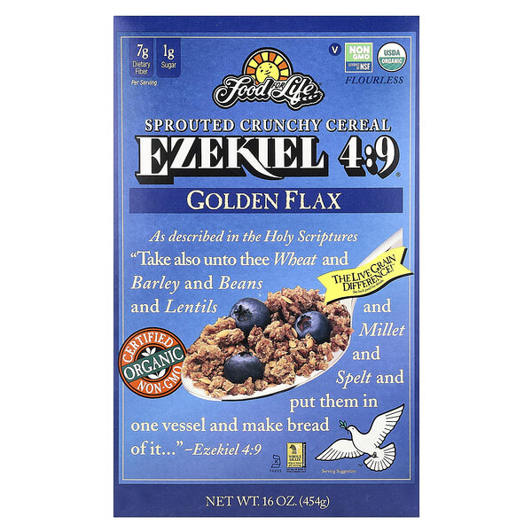 fff00256_v_38.jpg Food For Life, Иезекииль 4: 9, хрустящие каши из ростков, золотой лен, 454 г (16 унций)