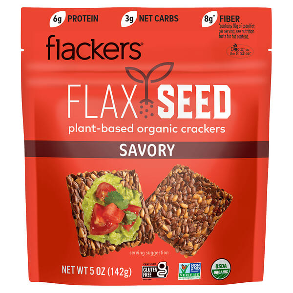 flk00200_v_5.jpg крекеры из семян льна, пикантный, 142 г (5 унций) — Flackers