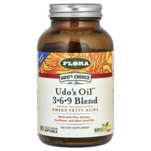 Udo's Choice, Udo's Oil, смесь 3, 6, 9, 90 вегетарианских капсул — Flora