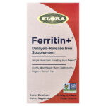 Ferritin +®, 30 веганских капсул с отсроченным высвобождением (20 мг в 1 капсуле) — Flora