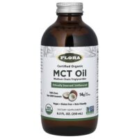 сертифицированное органическое масло MCT, 250 мл (8,5 жидк. унции) — Flora