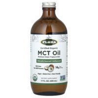 сертифицированное органическое масло MCT, без добавок, 14 г, 500 мл (17 жидк. унций) — Flora