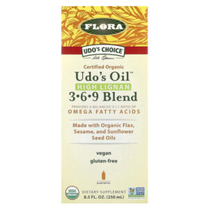 Udo's Choice, органическая смесь Udo's Oil 3, 6, 9, с высоким содержанием лигнана, 250 мл (8,5 жидк. унции) — Flora