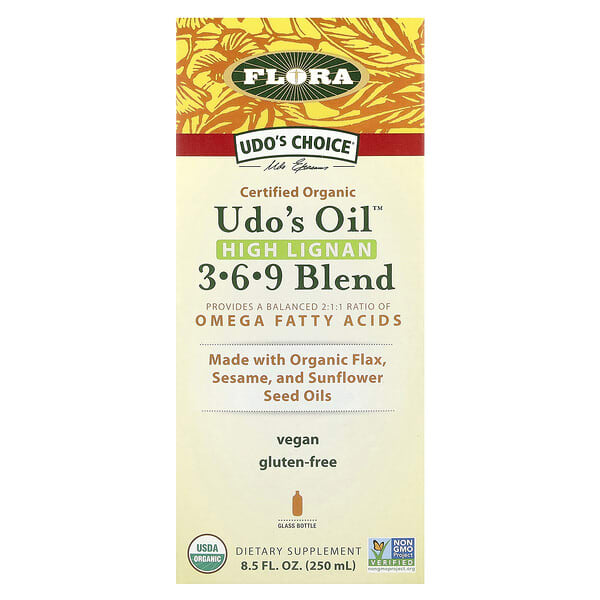 flo67994_v_27.jpg Udo's Choice, органическая смесь Udo's Oil 3, 6, 9, с высоким содержанием лигнана, 250 мл (8,5 жидк. унции) — Flora