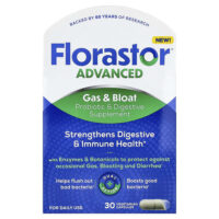 Advanced, Gas & Bloat, 30 Vegetarian Capsules — Florastor