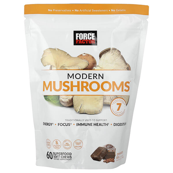 foa01951_v_45.jpg Modern Mushrooms®, булочка с корицей, 60 жевательных таблеток — Force Factor