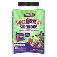 Для детей, Super Chews Superfoods, очень ягодный виноград, 60 жевательных таблеток — Force Factor