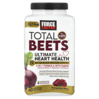 Total Beets® с коэнзимом Q10, гранат, 60 жевательных таблеток из суперфуда — Force Factor