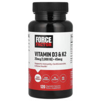 Витамины D3 и K2, 120 растительных капсул — Force Factor