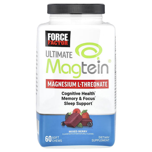 foa66204_v_8.jpg Ultimate Magtein®, L-треонат магния, ягодное ассорти, 60 жевательных таблеток — Force Factor
