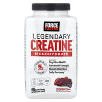 Legendary Creatine™, моногидрат креатина, с ягодным вкусом, 60 жевательных таблеток (2,5 г в 1 жевательной таблетке) — Force Factor