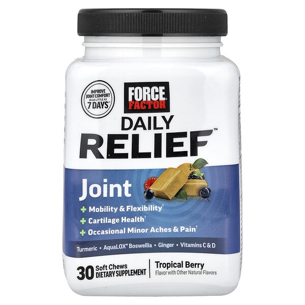foa66234_v_8.jpg Daily Relief™, добавка для суставов, тропические ягоды, 30 жевательных таблеток — Force Factor