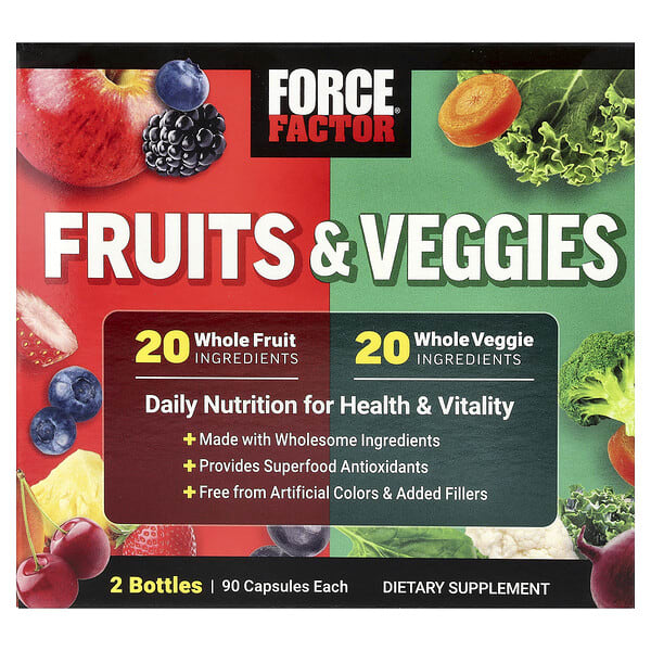 foa66263_v_20.jpg фрукты и овощи, 2 флакона по 90 капсул — Force Factor