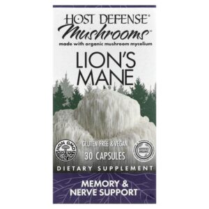 Mushrooms™, ежовик гребенчатый, 30 капсул (0,5 г в 1 капсуле) — Host Defense