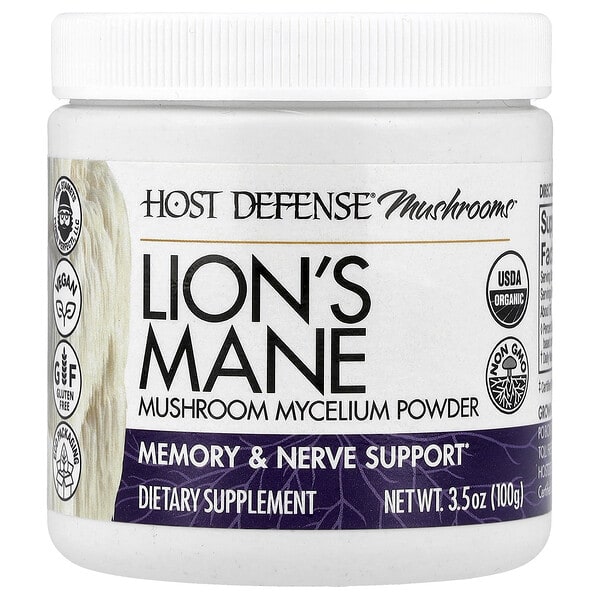 fpi30696_v_50.jpg Host Defense® Mushrooms™, ежовик гребенчатый, порошок грибного мицелия, 100 г (3,5 унции) — Host Defense