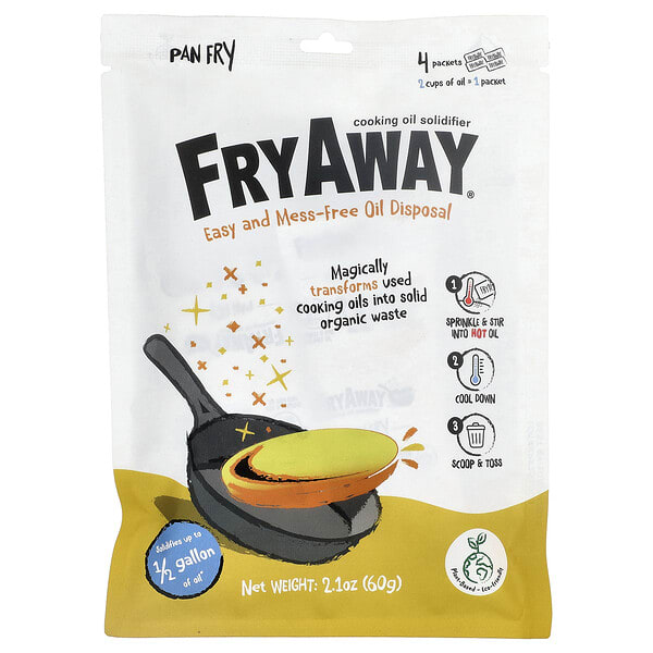 fry45169_v_6.jpg FryAway, Pan Fry, отвердитель растительного масла, 4 пакетика по 60 г (2,1 унции)