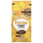 Focus, органический кофе с грибом ежовиком гребенчатым и яконом, цельные зерна, темная обжарка, 283 г (10 унций) — Four Sigmatic