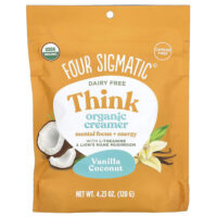 Think Organic Creamer, без молочных продуктов, ваниль и кокос, 120 г (4,23 унции) — Four Sigmatic