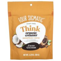 Think Organic Creamer, без молочных продуктов, какао и кокос, 120 г (4,23 унции) — Four Sigmatic