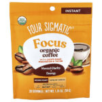 Focus, органический растворимый кофе с грибом ежовиком гребенчатым и яконом, средняя обжарка, 50 г (1,76 унции) — Four Sigmatic