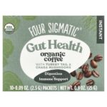 Gut Health, органический растворимый кофе, трутовик разноцветный и грибы чага, средняя обжарка, 10 пакетиков, 2,5 г (0,09 унции) — Four Sigmatic
