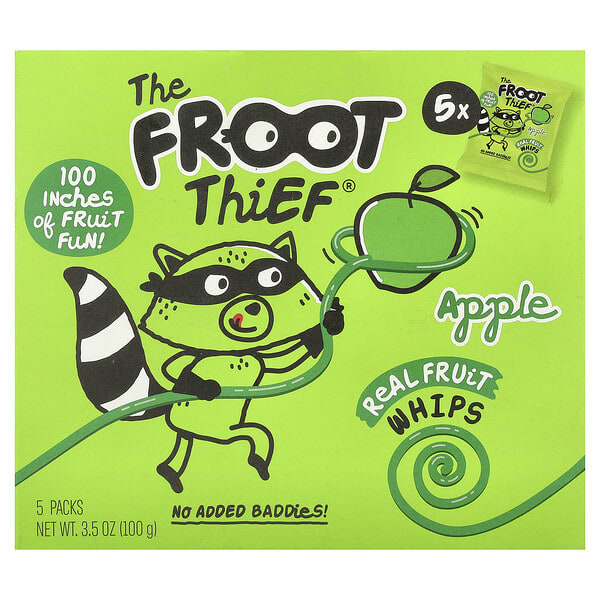 ftf79203_v_18.jpg The Froot Thief, фруктовые снеки, со вкусом яблока, 5 пакетиков по 20 г (0,7 унции)