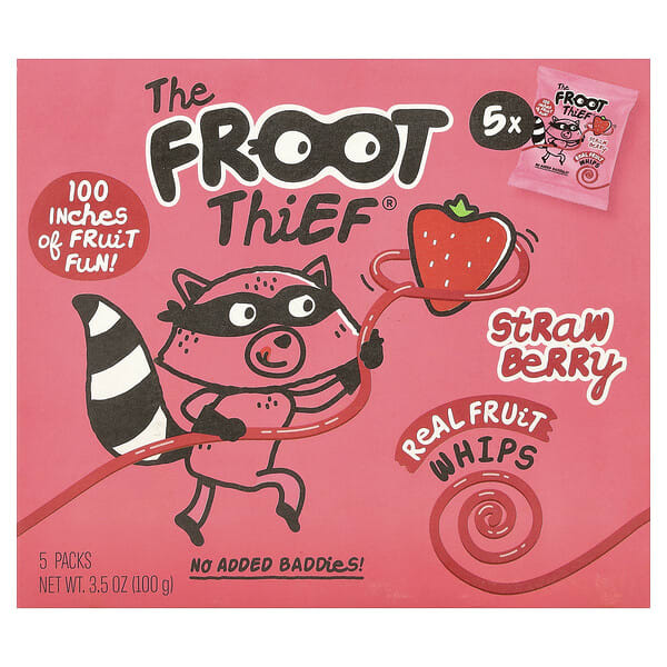 ftf79205_v_18.jpg The Froot Thief, Real Fruit Whips, клубника, 5 пакетиков по 20 г (0,7 унции)