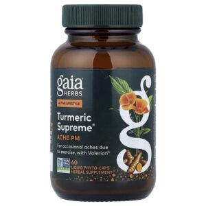 Turmeric Supreme, PM для поддержки боли, 60 веганских жидких фитокапсул — Gaia Herbs
