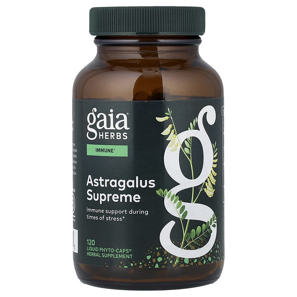 gai15116_v_24.jpg Astragalus Supreme, 120 жидких капсул Phyto-Caps® (650 мг в 1 капсуле) — Gaia Herbs