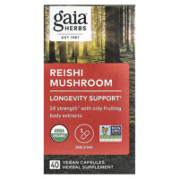 Гриб рейши, 40 веганских капсул — Gaia Herbs