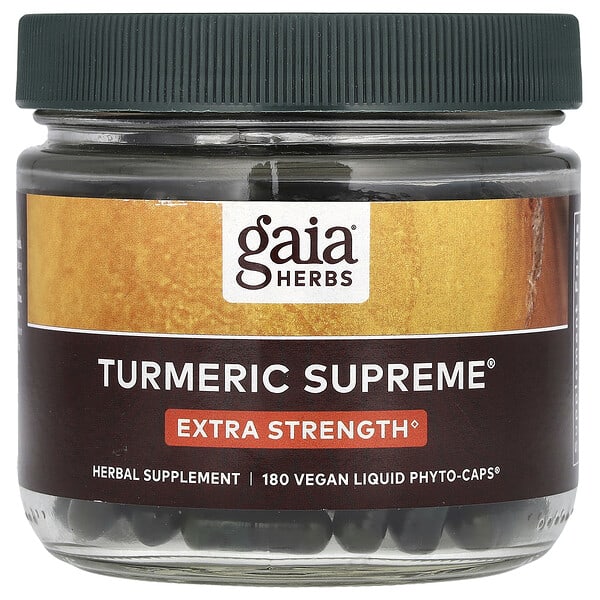 gai15259_v_8.jpg Turmeric Supreme, 180 веганских капсул с фитокапсулами — Gaia Herbs