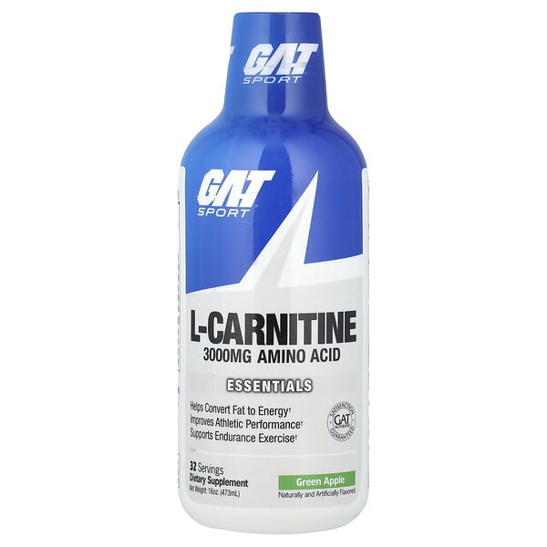 gat02572_v_8.jpg Sport, L-карнитин, зеленое яблоко, 3000 мг, 473 мл (16 унций) — GAT