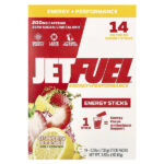 JetFuel® Energy + Performance, энергетические стики, клубничный лимонад, 14 пакетиков по 7,33 г (0,26 унции) — GAT